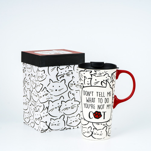 Ceramic Travel Cup Gift box Dont Tell me what to do-Not my cat 17OZ