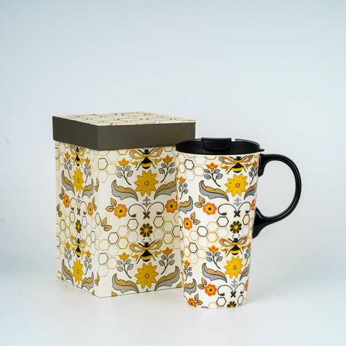 Ceramic Travel Cup Gift box Honeycomb Heaven Bees