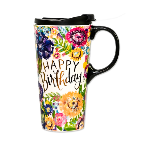 Ceramic Travel Mug Happy Birthday Gift Boxed 3CT06040L
