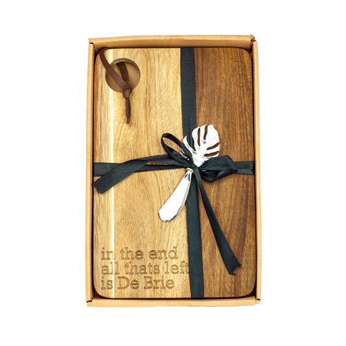 Cheese Board In The End All That Left is DeBrie!|With Spreader|Boxed Great Gift