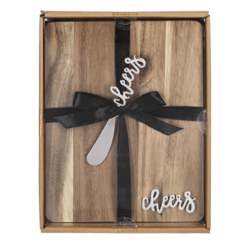 Cheers Rectangle Cutting Cheese Board & Spreader 2 pc set