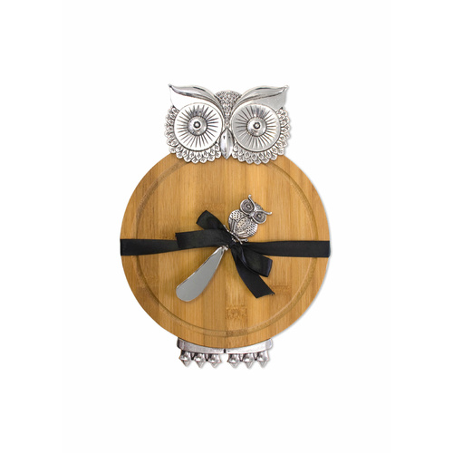 Unique Owl Cheese Board & Spreader Set |In Kraft Box with Clear cover|Great gift