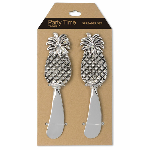 Party Time! Polished Metal Spreader Set Of 2 Pineapple