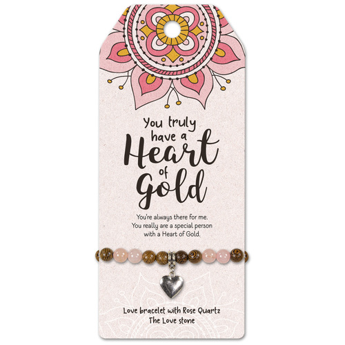 Heart of Gold -Love bracelet with Rose Quartz  The Love stone