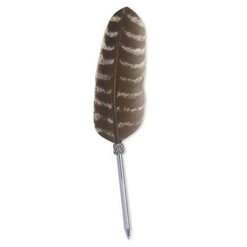 Ball Pen Feather Vintage Chocolate Stripe
