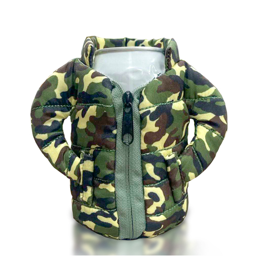 Coatie Camouflage Puffer Drink Holder Jacket | Perfect Stubby Holder Great gift idea