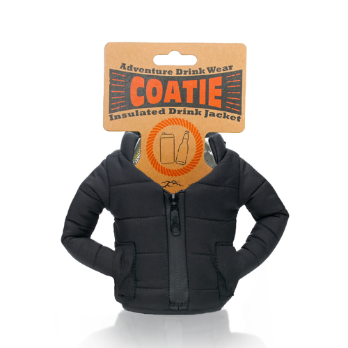 Coatie BLACK Puffer Drink Holder Jacket Stubby Holder Fun Gift