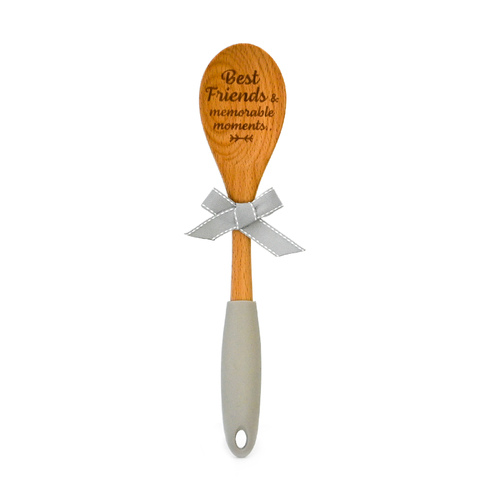 Sentiment Wooden Silicone Handle Spoon Best Friends |Great gift idea