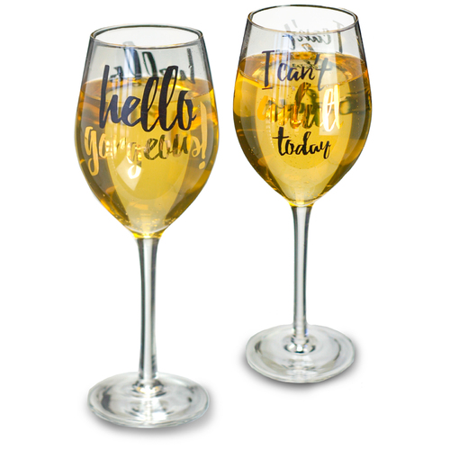 Wine Glasses Tall Hello Cant Adult Georgeous Twin Set Evergreen 3Cwg2656Ab