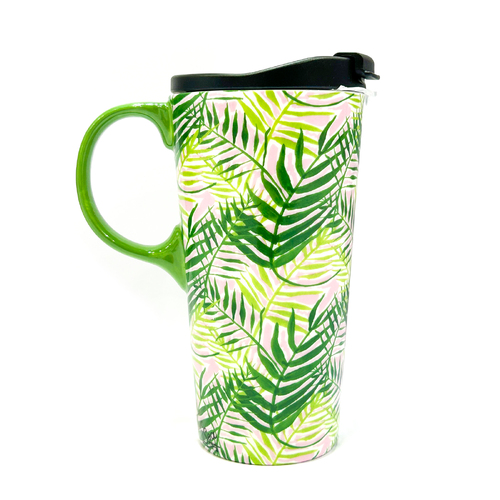 Ceramic Travel Mug Tropical Fern
