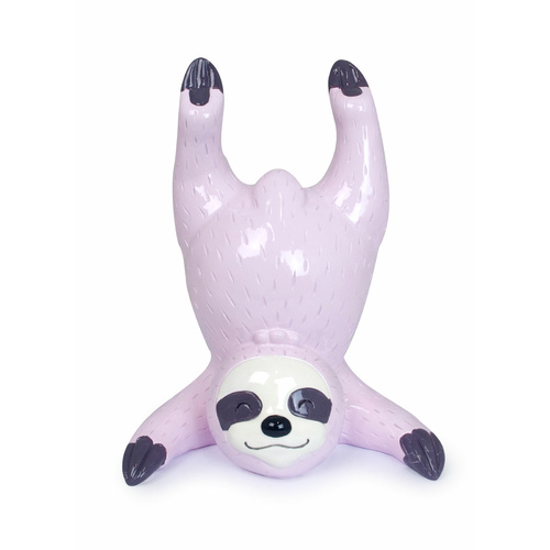 Sloth Handstand Pink Money Box Bank Ceramic Figurine Great For Kids Savings