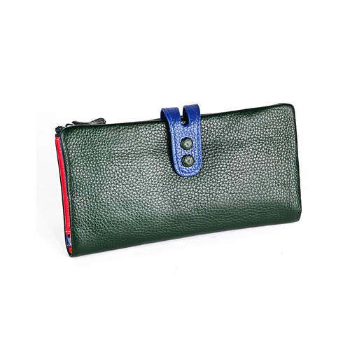Green Wallet Genuine Leather Fashionable Multi Button Excelent Mid Sized Purse Wallet
