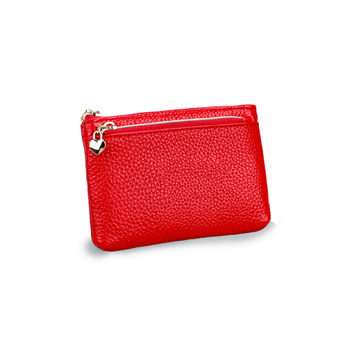 Purse Leather Heart Zip 12.5X9x1.5cm RED