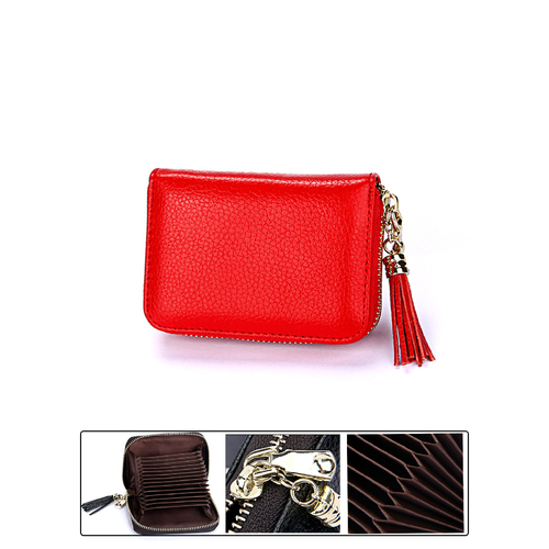 Leather Rfid Card Holder Red