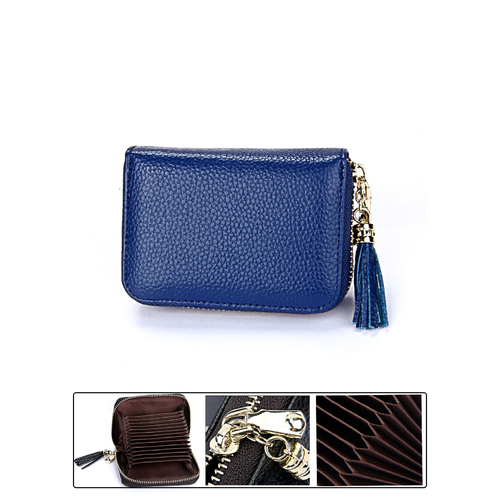 Leather Rfid Card Holder Deep Blue