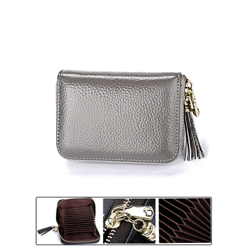 Leather Rfid Card Holder Grey