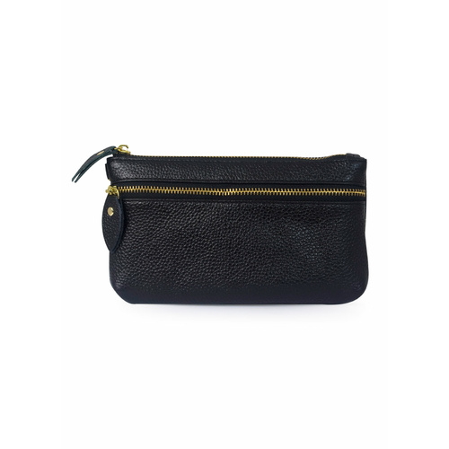 Genuine Soft Leather Large Purse Bright Black