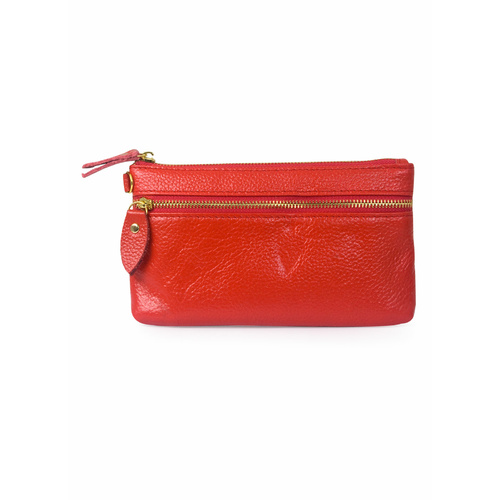 Genuine Soft Leather Large Purse Bright Red