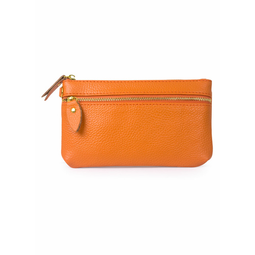 Genuine Soft Leather Large Purse Bright Orange
