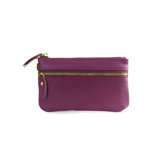 Genuine Soft Leather Large Purse Bright Purple