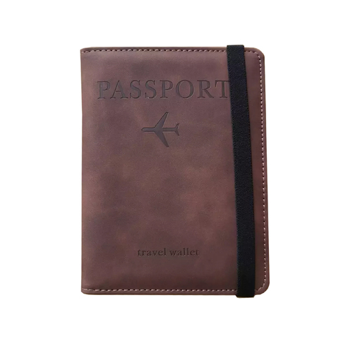 Passport Holder Cover PU leather look with Card Holder [COLOUR: Coffee]