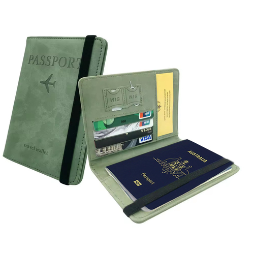 Passport Holder Cover PU leather look with Card Holder COLOUR: Green