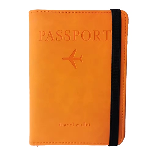 Passport Holder Cover PU leather look with Card Holder COLOUR: Orange