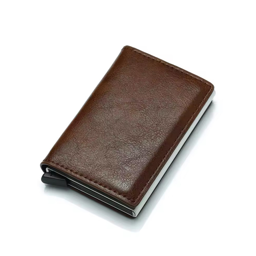 Genuine Leather Mens High Quality Card Money clip Wallet Coffee