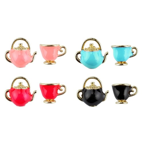 Tea Pot Tea Cup Stud Earrings High Tea 60329