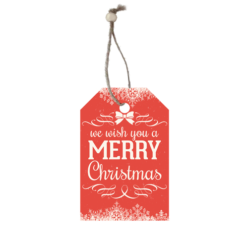Xmas Wood Vintage Gift Tag We wish you a Red