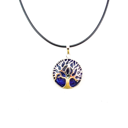 Tree of Life Polished Gemstone Necklace Pendant Sodalite