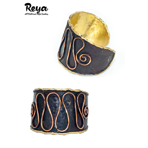 Reya Cuff Bracelet Metal Avert | Beautifully hand crafted | Enamelled Brass & copper
