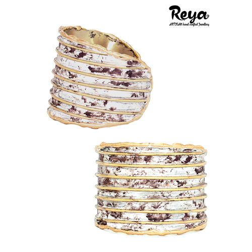 Reya Cuff Bracelet Metal Sundar|Beautifully hand crafted|Enamelled Brass & copper
