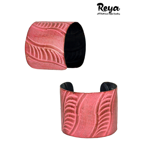 Reya Cuff Bracelet Metal Indian Red Dust|Beautifully hand crafted|Enamelled Brass & copper