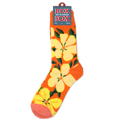 Rox Tropical Flower Orange Socks